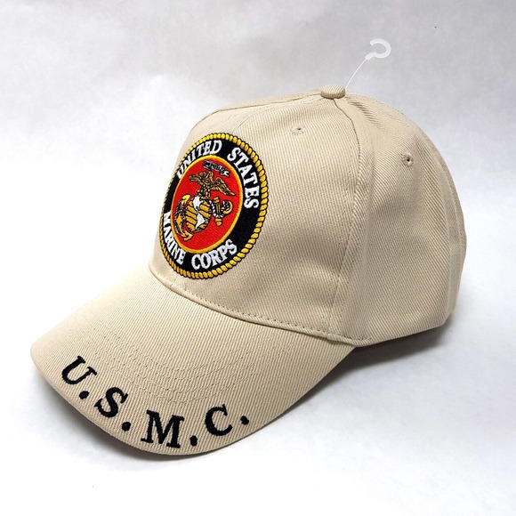 Eagle Emblems Other - USMC Marine Corps Hat Logo Khaki Cover EGA US Official United States‎ Licensed